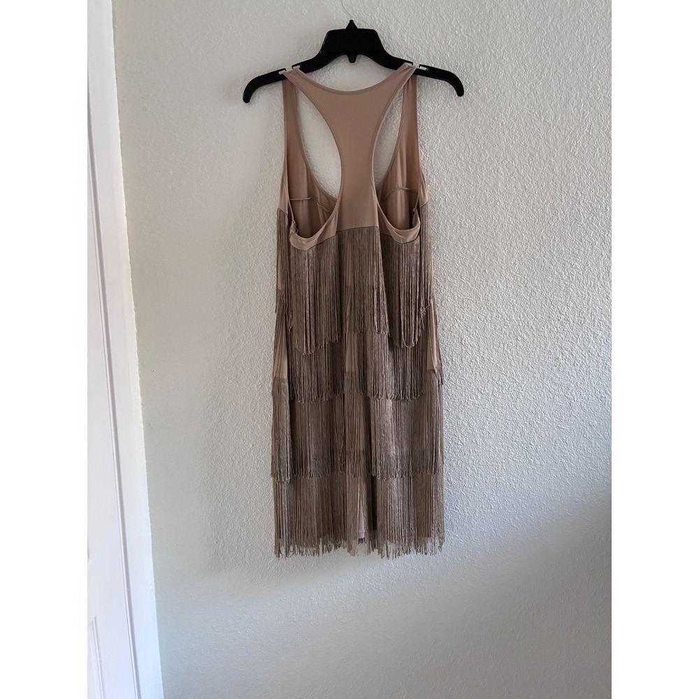 Flapper Fringe Tiered Dress Women Size L Nude Retro Dancing 20s Inspired - Picture 4 of 10